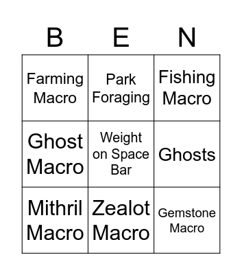 Macroer Bingo Card