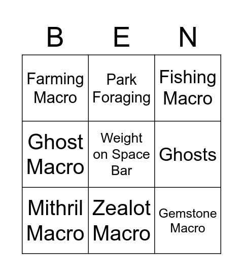 Macroer Bingo Card