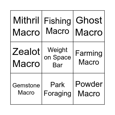 Macroer Bingo Card