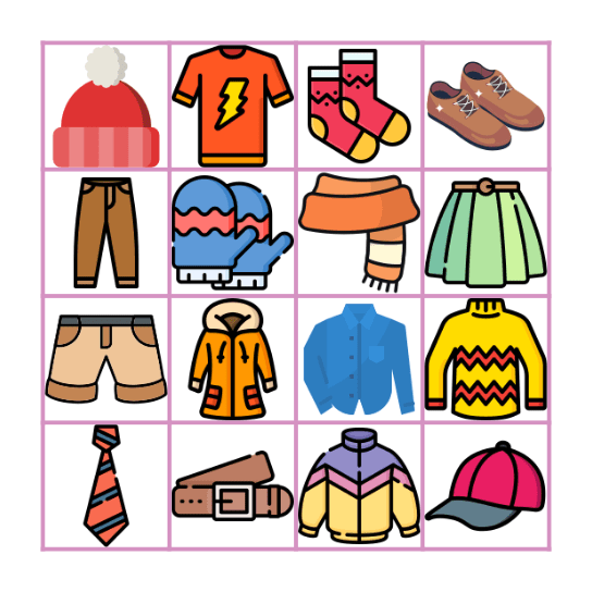 CLOTHES BINGO Card