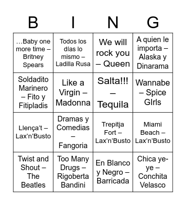 Bingo Boixets! Bingo Card