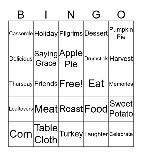 Thanksgiving Bingo Card