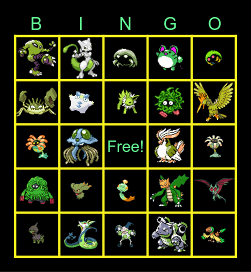Shiny Green Bingo #2 Bingo Card