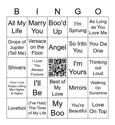 HAPPY LOVE SONGS Bingo Card