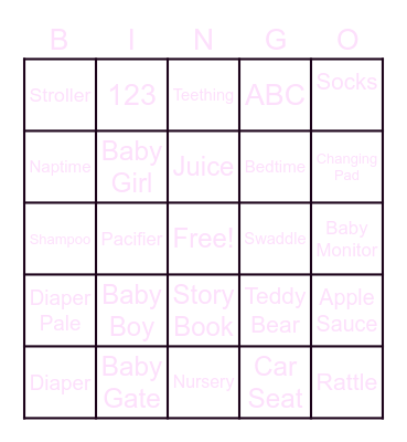 Baby Bingo Card