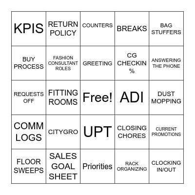 UPTOWN CHEAPSKATE BINGO Card