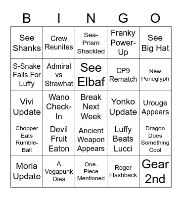 One Piece 2023! Bingo Card
