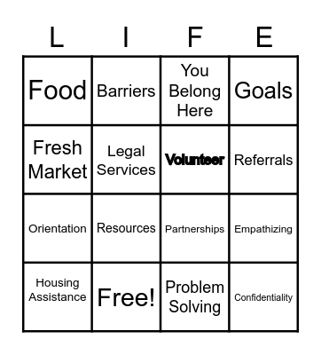 Family Empowerment Center NSOR Bingo Card