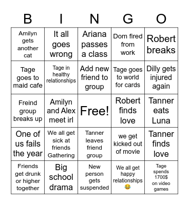 2023 Friend Bingo Card