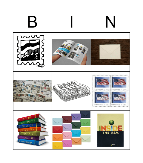 Print Materials Bingo Card