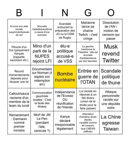 Bingo 2023 Bingo Card