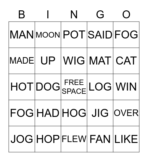 SIGHT WORD BINGO Card