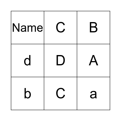 ABCD Bingo Card
