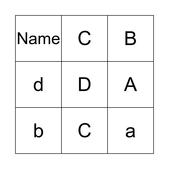 ABCD Bingo Card