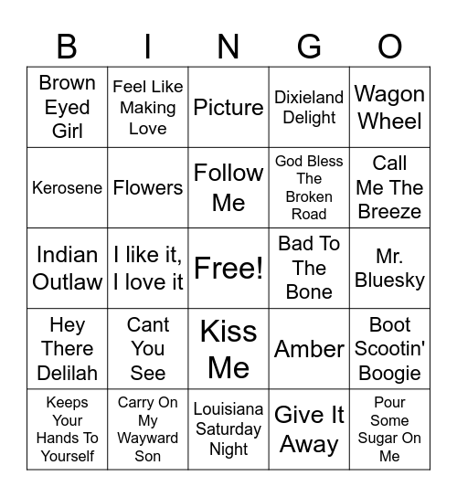 Music Bingo Mix Bingo Card