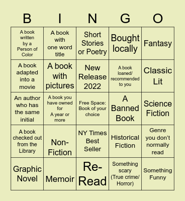 BOOK Bingo Card