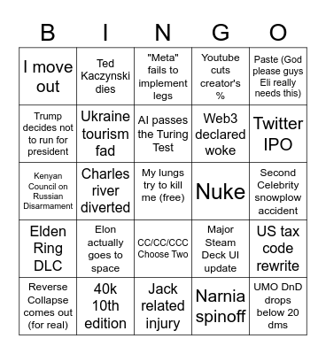 Fao's 2022 BINGO Card