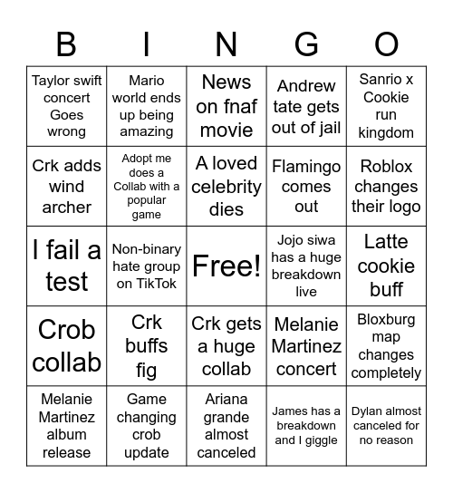 2023 predictions Bingo Card