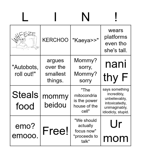 Lin Bingo Card