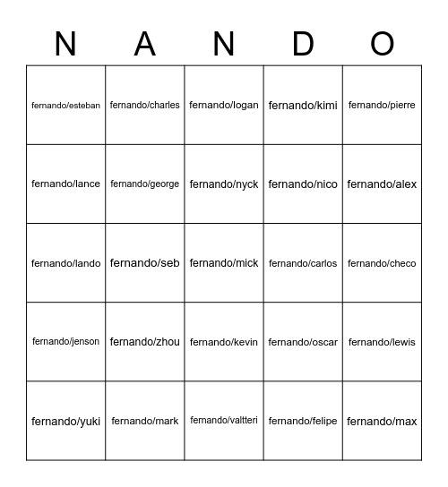 OLD MAN Bingo Card