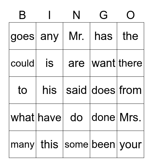 Barton Level 3.1, 3.3, 3.8 5x5 Sight Words Bingo Card