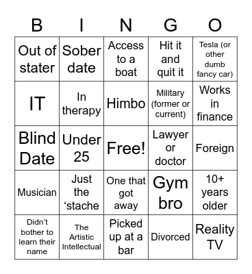 2023 Dating Bingo Card