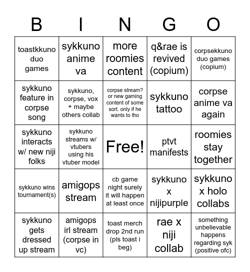 2023 syk + friends bingo Card