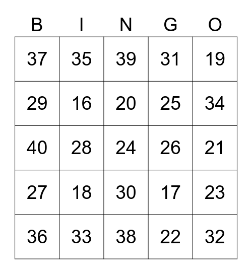 numbers-to-40-bingo-card