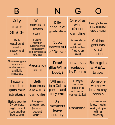 Fuzzy's 2023 Bingo Card