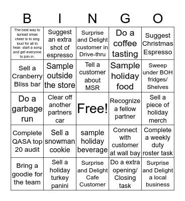 Holiday BINGO Card