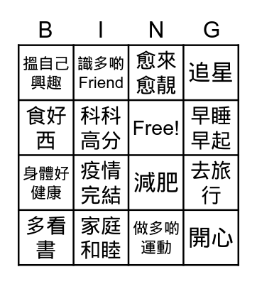 Wish in 2023 Bingo Card