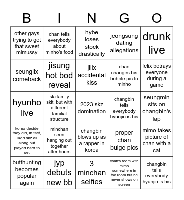 2023 yeolinski fandom bingo card Bingo Card