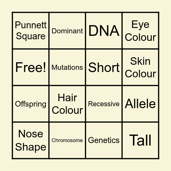 Genes Bingo Card