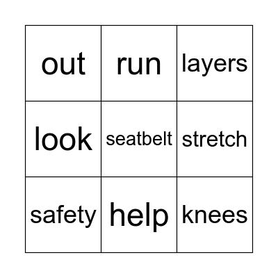 Safety Bingo Card
