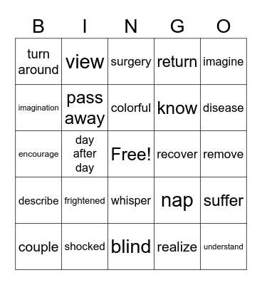 B1L3 Vocabulary Bingo Card