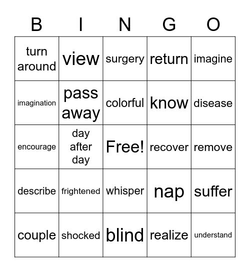 B1L3 Vocabulary Bingo Card