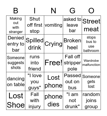 Shitshow Bingo Card