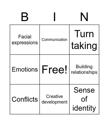 Talking and Listening Bingo Card