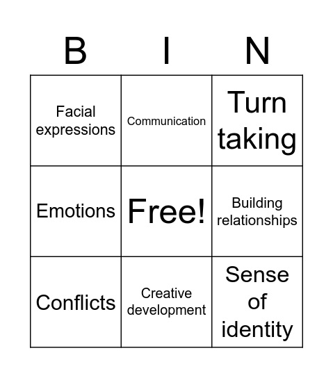 Talking and Listening Bingo Card