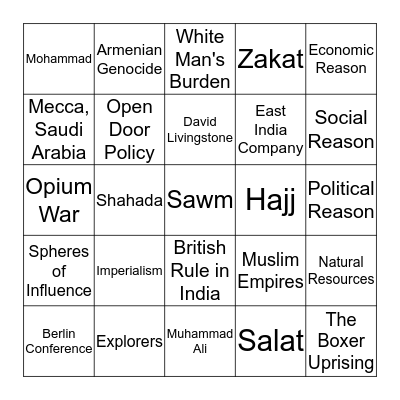Chapter 12 Bingo Card