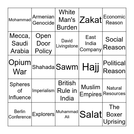 Chapter 12 Bingo Card