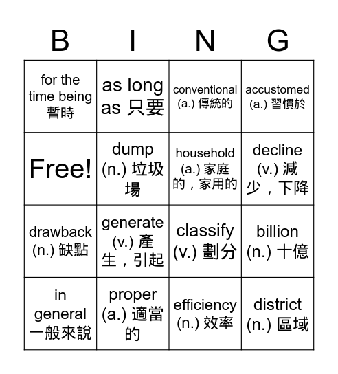 B5U6 Review Bingo Card