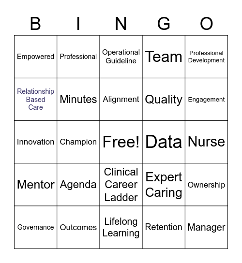 NPGO Lingo Bingo Card