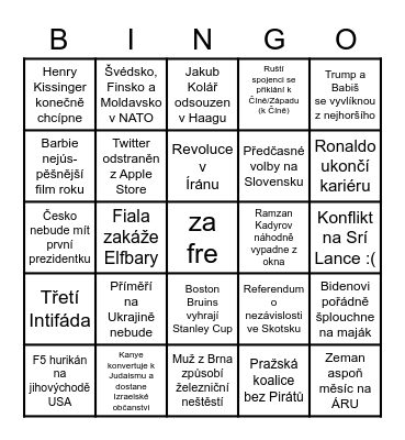 Mentálně příčetné Bingo 2023 Bingo Card