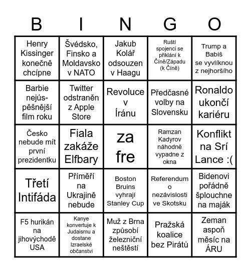 Mentálně příčetné Bingo 2023 Bingo Card