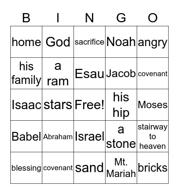 Bible Bingo Card