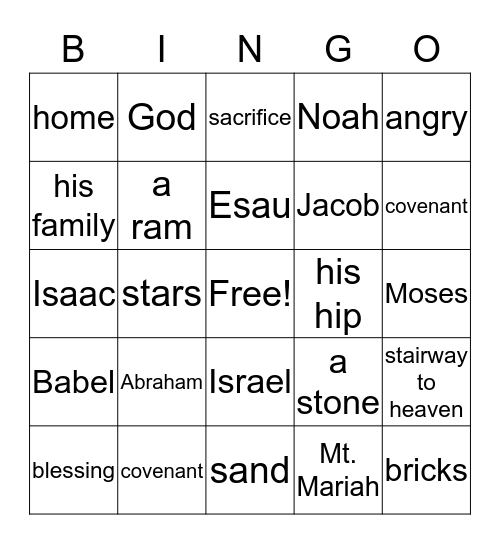 Bible Bingo Card