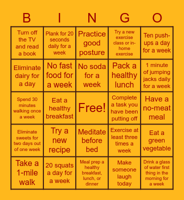 NELSD January Wellness Bingo Card