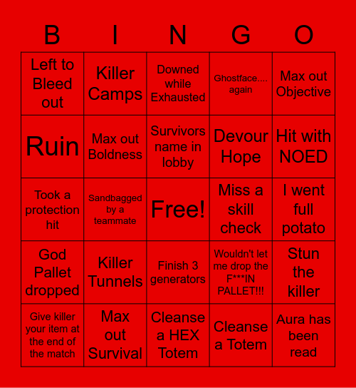 DbD BINGO Card