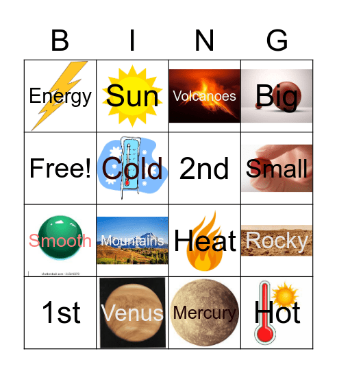 Planets Bingo Card